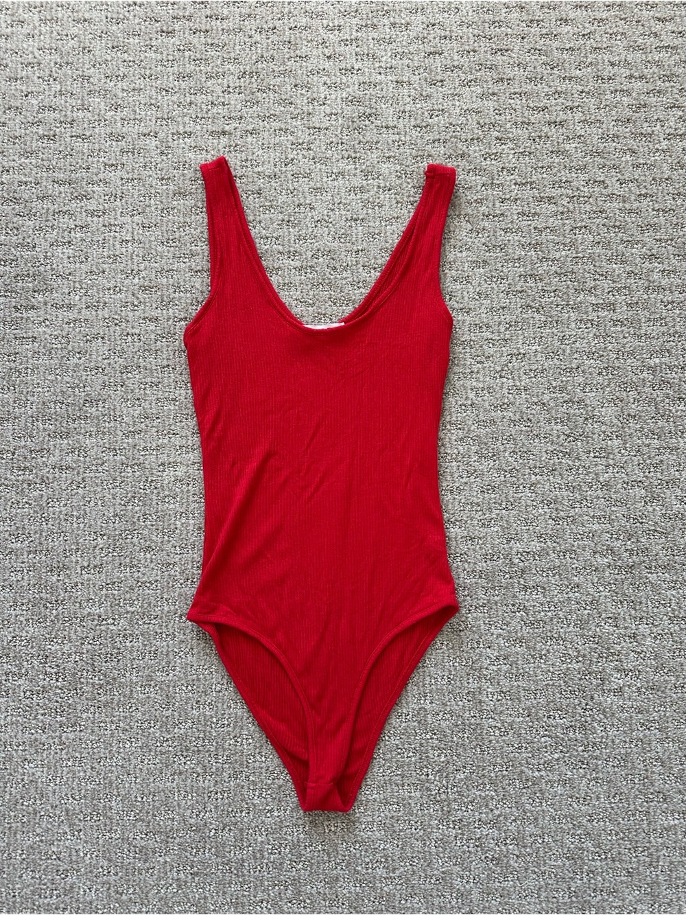Classic Red Ribbed One-Piece Bodysuit